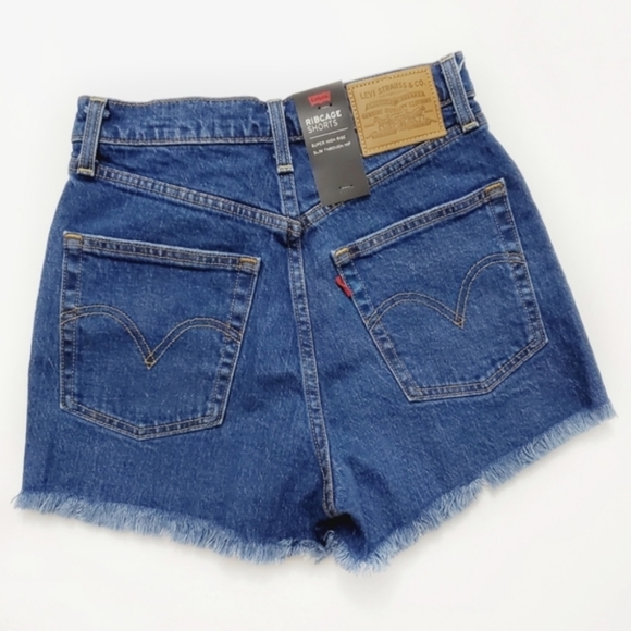 Levi's Ribcage High Rise Jean Shorts Charleston Denim - Picture 3 of 7